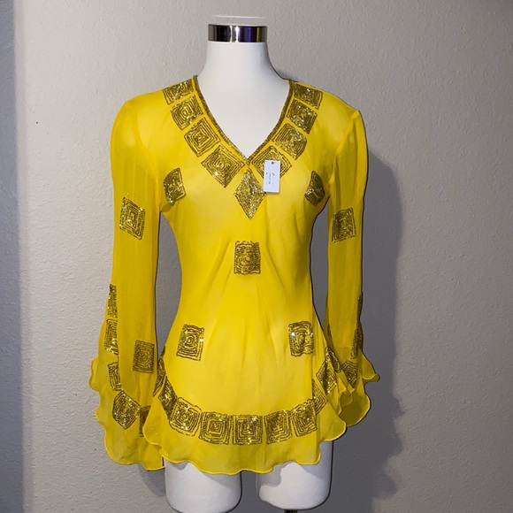 Beautiful Top size L color: yellow - Picture 3 of 10